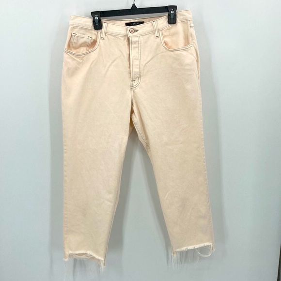 J Brand Wynne 100% Cotton High Rise Button Fly Crop Raw Hem Straight Jeans 32 - Picture 15 of 15